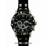 *Gentlemen's Invicta wristwatch, circular black dial with rotating bezel, date aperture and three