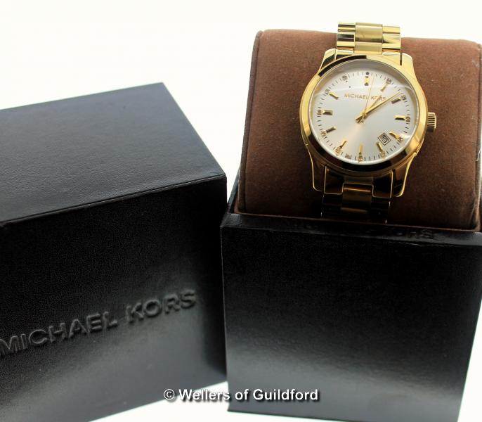 *Ladies' Michael Kors wristwatch, circular cream dial with baton and white stone hour markers, - Image 2 of 2