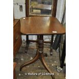 A George III mahogany tripod table, the almost square top 47.5 x 49.5cm.