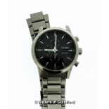 *Gentlemen's Citizen Eco-Drive wristwatch, circular black dial with baton hour markers, date