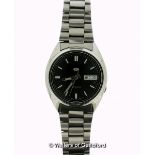 *Gentlemen's Seiko automatic stainless steel wristwatch, circular grey dial, with baton hour markers