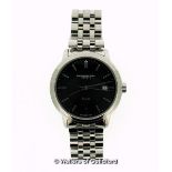 *Gentlemen's Raymond Weil automatic wristwatch, circular black textured dial with baton hour markers