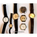 Selection of three watch faces, including a Seiko, three gentlemen's wristwatches, including a