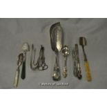 Silver: fish slice, London 1822; small ceremonial trowel, London 1824; stilton scoop with ivorine