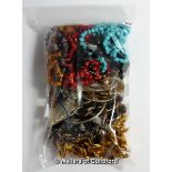 *Bag of costume jewellery, including dyed coral bead necklace, amethyst bead necklace and amber bead