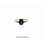 Kyanite, alexandrite and diamond ring, oval cut kyanite, weighing an estimated 1.63cts, with an