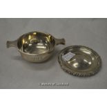 Scottish silver: quaich, Edinburgh 1921; silver bonbon dish, Edinburgh 1822; silver circular dish