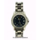 *Ladies' Breitling Colt stainless steel wristwatch, 35mm case, circular blue dial, with Arabic