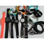 *Selection of sixteen mixed sports style wristwatches, with rubberised/plastic straps (Lot subject