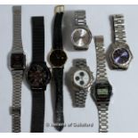 *Selection of seven gentlemen's wristwatches, including Casio, Sekonda (Lot subject to VAT)