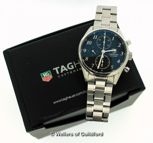 *Gentlemen's Tag Heuer Carrera automatic wristwatch, circular black textured dial, with Arabic - Image 2 of 2