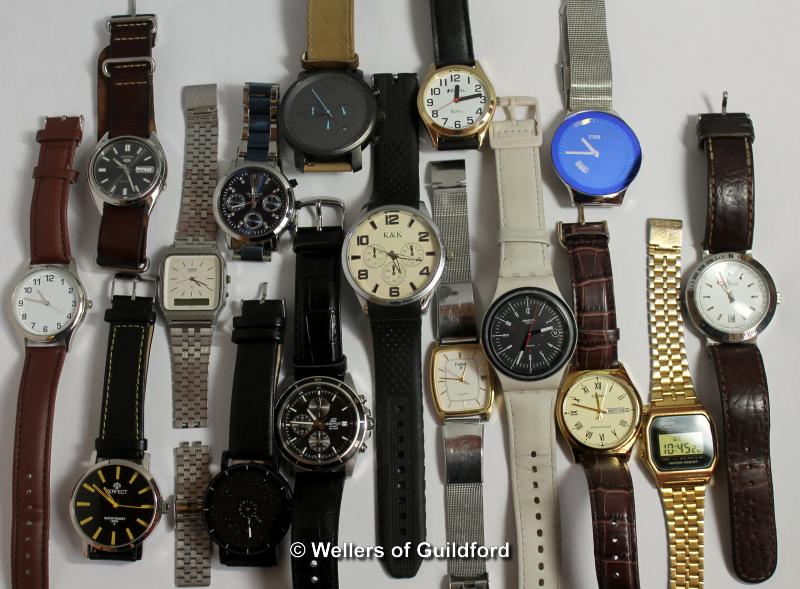 *Selection of sixteen gentlemen's wristwatches, including Seiko, Swatch, Casio (Lot subject to VAT)