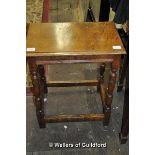 An oak joint stool; an Edwardian box piano stool (2)