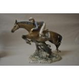 Lladro figurine, jockey on horse jumping a hurdle, N-25 My, 34cm high