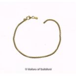 *14ct yellow gold bracelet, a/f, clasp broken, gross weight 2.8 grams (Lot subject to VAT)