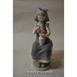 Lladro figurine, maiden seated with vase of flowers, F-30-D, 21.5cm high