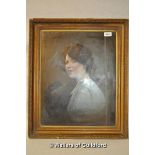 W. Hurst, RMS, oil on board, portrait of a 1930's woman, signed, label verso, 47 x 38cm.