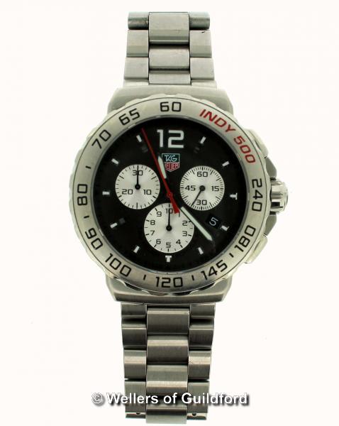 *Gentlemen's Tag Heuer Formula 1 stainless steel wristwatch, dark grey coloured dial, with baton