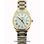 *Gentlemen's Longines Master Collection automatic bi-colour wristwatch, circular white dial with