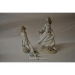 Lladro figurines; lady of the court dancing, 25cm high; and girl in night-clothes, 19.5cm high (2)