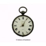 Westwood silver open faced pocket watch, white ceramic dial with Roman numerals, a/f, no glass, dial