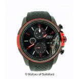 *Gentlemen's Citizen Eco-Drive wristwatch, circular black dial with red detail, baton hour