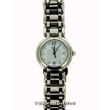 *Ladies' Longines Primaluna wristwatch, circular white dial, with baton hour markers and date