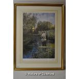 Clive Madgwick, "Bringing to a net a fine trout", limited edition print 222/500, signed in pencil,