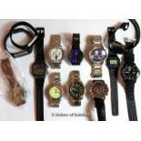 *Selection of thirteen gentlemen's wristwatches, including Citizen, Seiko, two Fitbits (Lot
