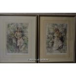 Gordon King, pair of limited edition prints, 1920's ladies in foliage, 386/475, signed in pencil, 41