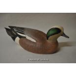 Hand carved wooden decoy duck, American Wigeon or Baldpate, by Leo H Mcintosh of Stoney Creek Decoys