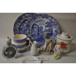 Selection of chinawares including two large Copeland Spode blue and white plates (31cm dia), Nao and