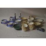 Assorted ceramics incluing Gustavberg dish, Mintons teacups and saucers, Quimper. etc.