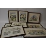 Selection of cross stitch pictures of houses including thatched cottages