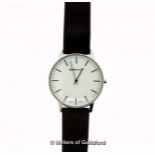 *Gentlemen's Gant wristwatch, circular white dial, with blue baton hour markers, on a brown