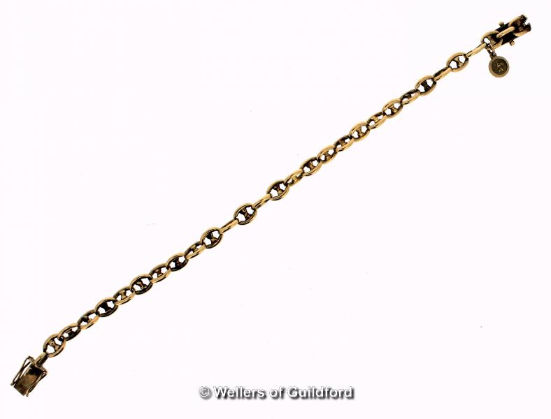 Yellow metal fancy link bracelet, stamped as 14ct, with a 9ct gold St Christopher charm, length - Image 2 of 2