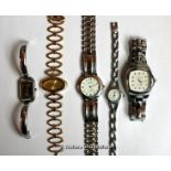 Selection of five mixed wristwatches (Lot subject to VAT)
