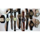 *Selection of thirteen gentlemen's wristwatches, including Casio and two Smart watches (Lot