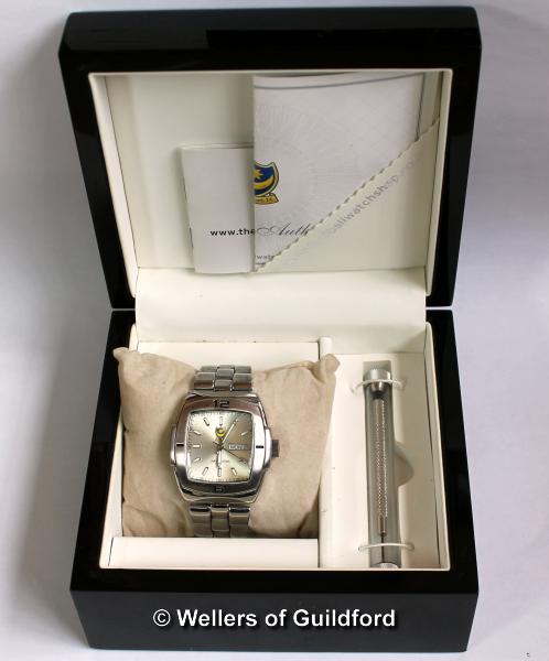 Portsmouth FC Limited Edition 2004/2005 wristwatch by Klaus Kobec, square silvered dial with - Image 2 of 2