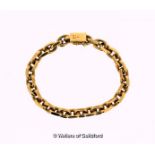 Yellow metal fancy link bracelet, stamped as 14ct, length 19.5cm, gross weight 42.7 grams