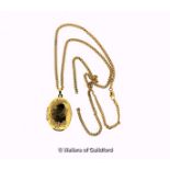 *9ct yellow gold oval locket, and a 9ct yellow gold chain, a/f, chain broken, gross weight 11.9