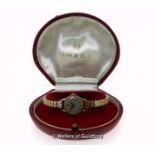 Ladies' vintage Omega 9ct gold cased wristwatch, on an expandable bracelet, in original clamshell