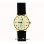 Gentlemen's Sekonda quartz wristwatch, circular cream dial with Roman numerals, on black leather