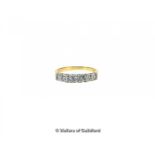 Diamond set half eternity ring, seven round brilliant cut diamonds mounted in white 18ct white gold,