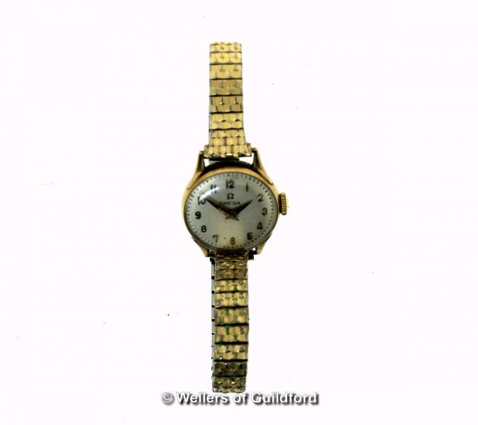 Ladies' vintage Omega 9ct gold cased wristwatch, on an expandable bracelet, in original clamshell - Image 2 of 2