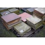 *PALLET OF APPROX TWENTY FIVE MIXED RED AND YELLOW CONCRETE PAVING SLABS, VARIOUS DIMENSIONS (