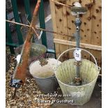 *THREE GALVANISED BUCKETS, ONE WITH INTEGRAL TAP