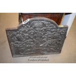 *CAST IRON FIRE BACK DEPICTING CROWN JEWELS TREE, 860 X 730