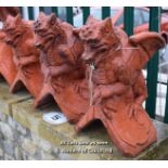 *THREE TERRACOTTA DRAGON ROOF FINIALS, EACH 390 HIGH