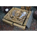 *COMPOSITION STONE FEATURE PLAQUE WITH CENTRAL MAIDEN, APPROX 700 X 700